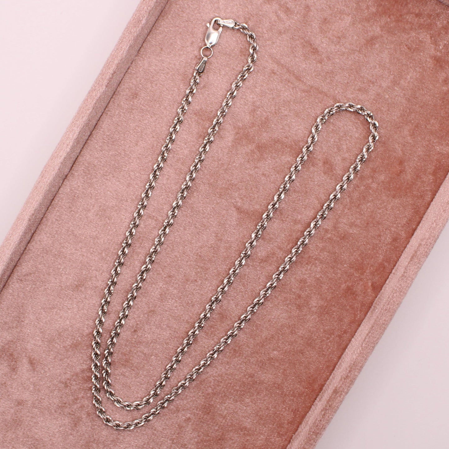 14kt White Gold Solid Rope Link Diamond Cut Chain Necklace 20"