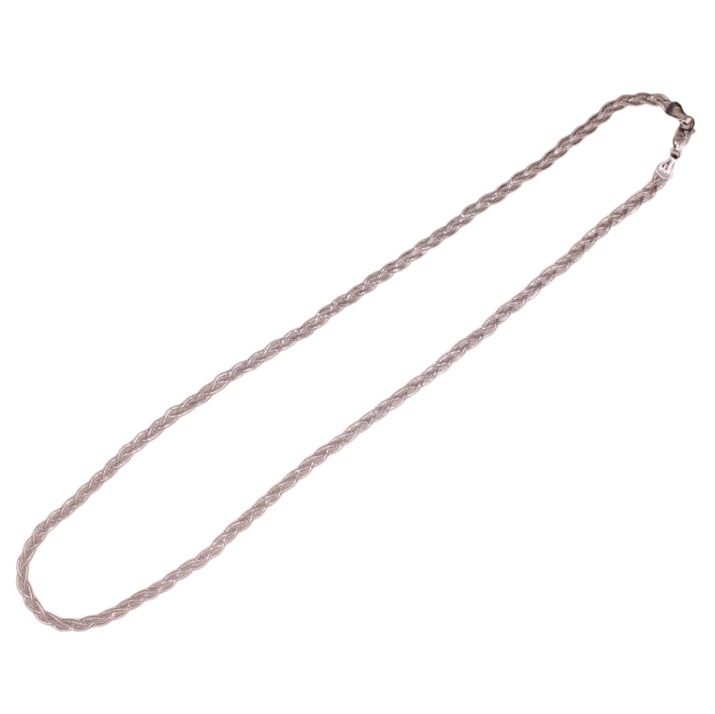 Tecnigold 14kt White Gold Braided Wheat Foxtail Chain Necklace 17"