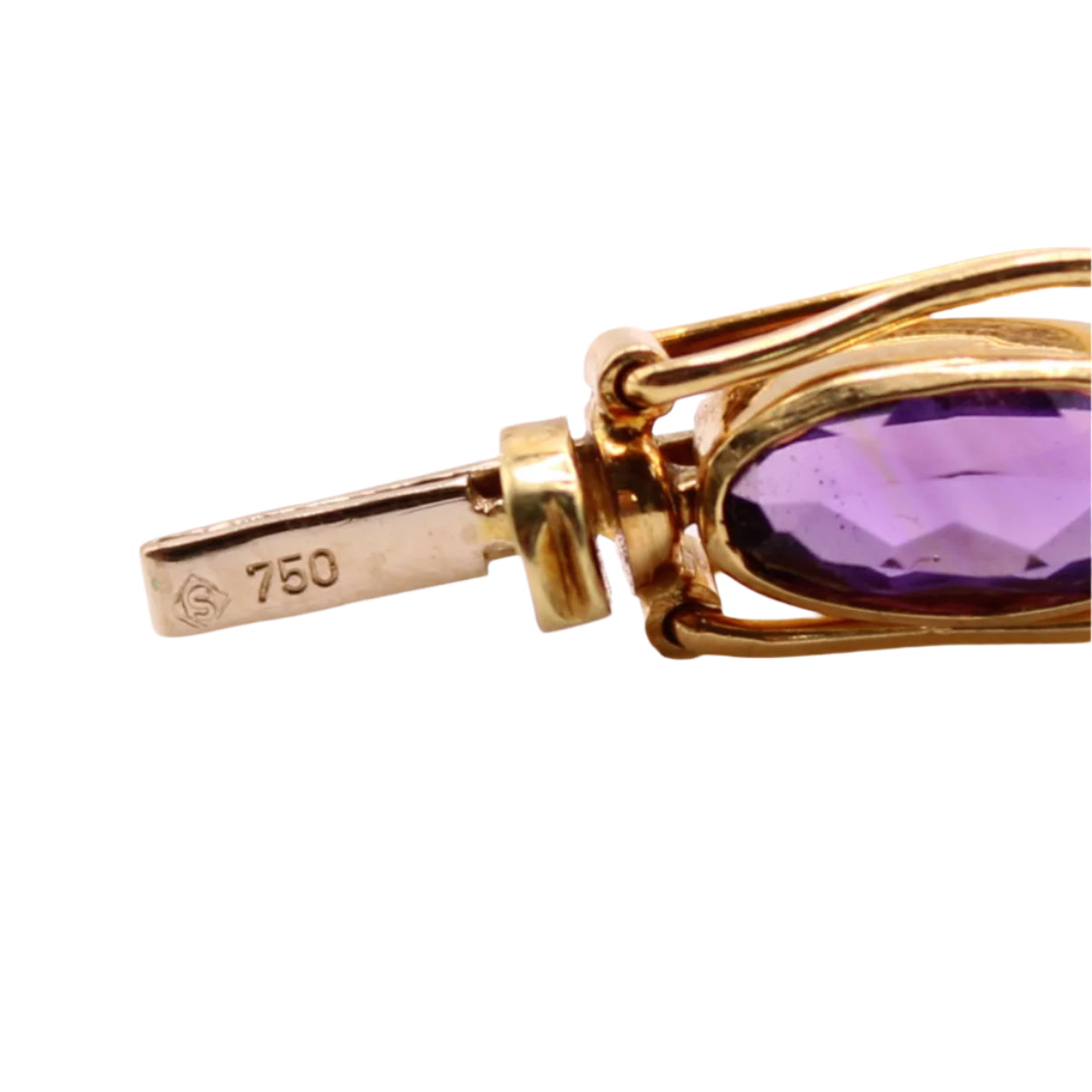 18kt Yellow Gold Diamond Oval Amethyst Tennis Chain Link Bracelet 7.25"