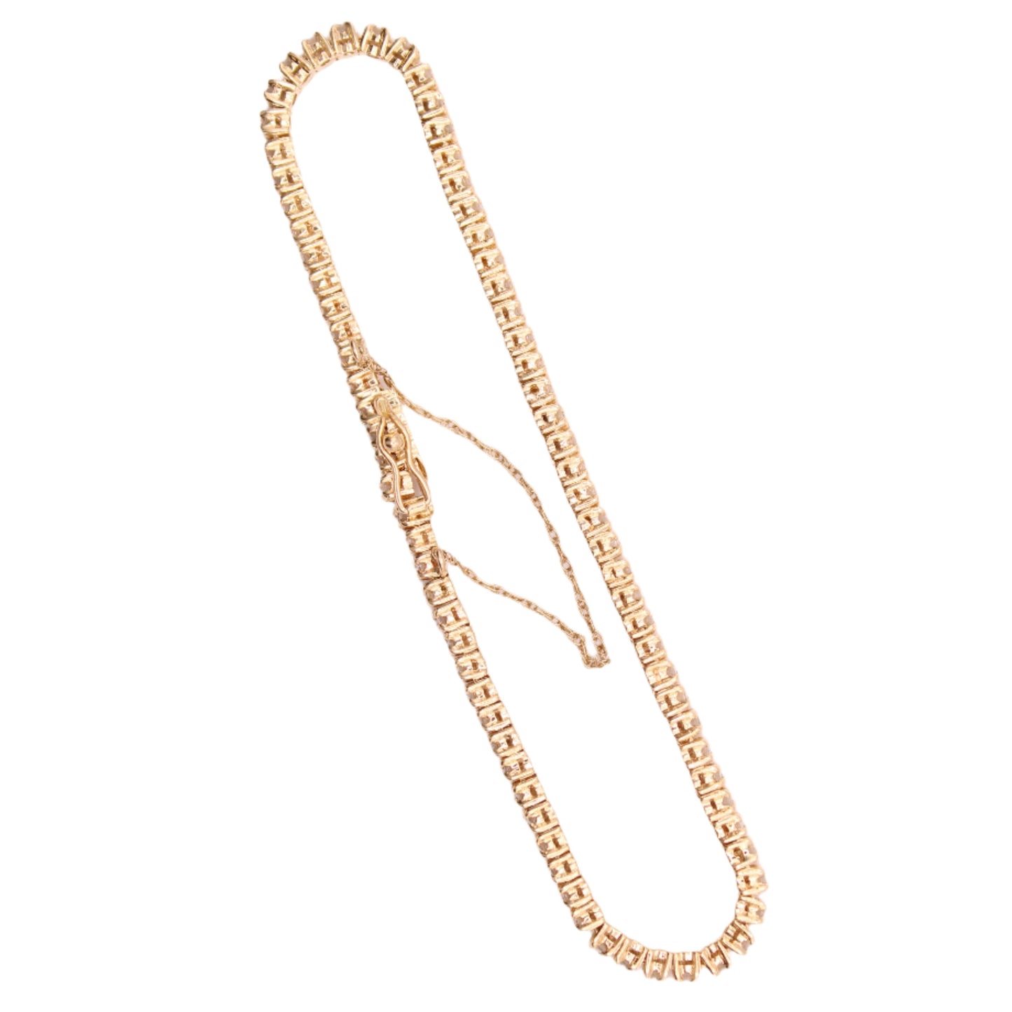 14kt Yellow Gold Diamond 2.5 CT Double Row Tennis Chain Link Bracelet