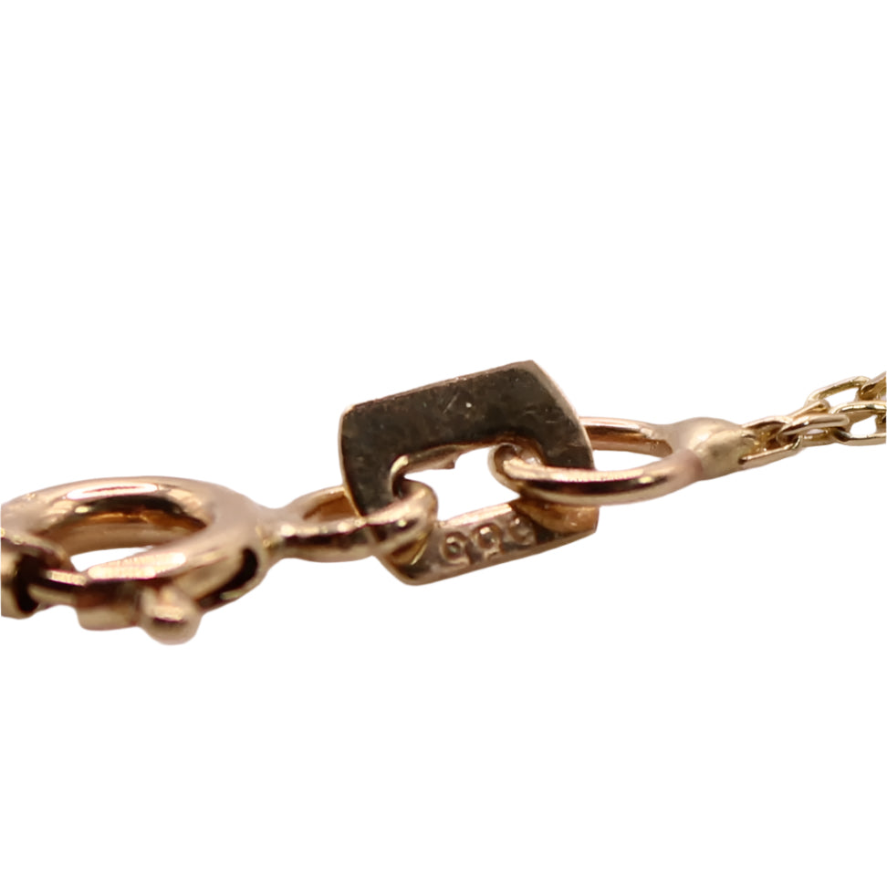 14kt Yellow Gold Hamsa Charm Cubic Zirconia Double Dainty Chain Bracelet