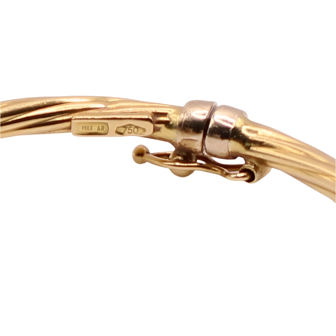 18kt Yellow Gold Twist Cable Style Hinged Bangle Bracelet