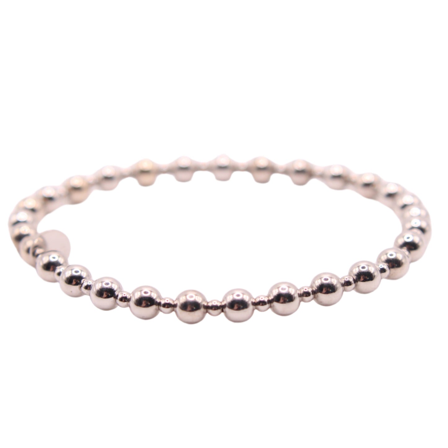 *SOLD* Ralph Lauren 14kt Rose & White Gold Bead Stretch Bracelet 3 Set