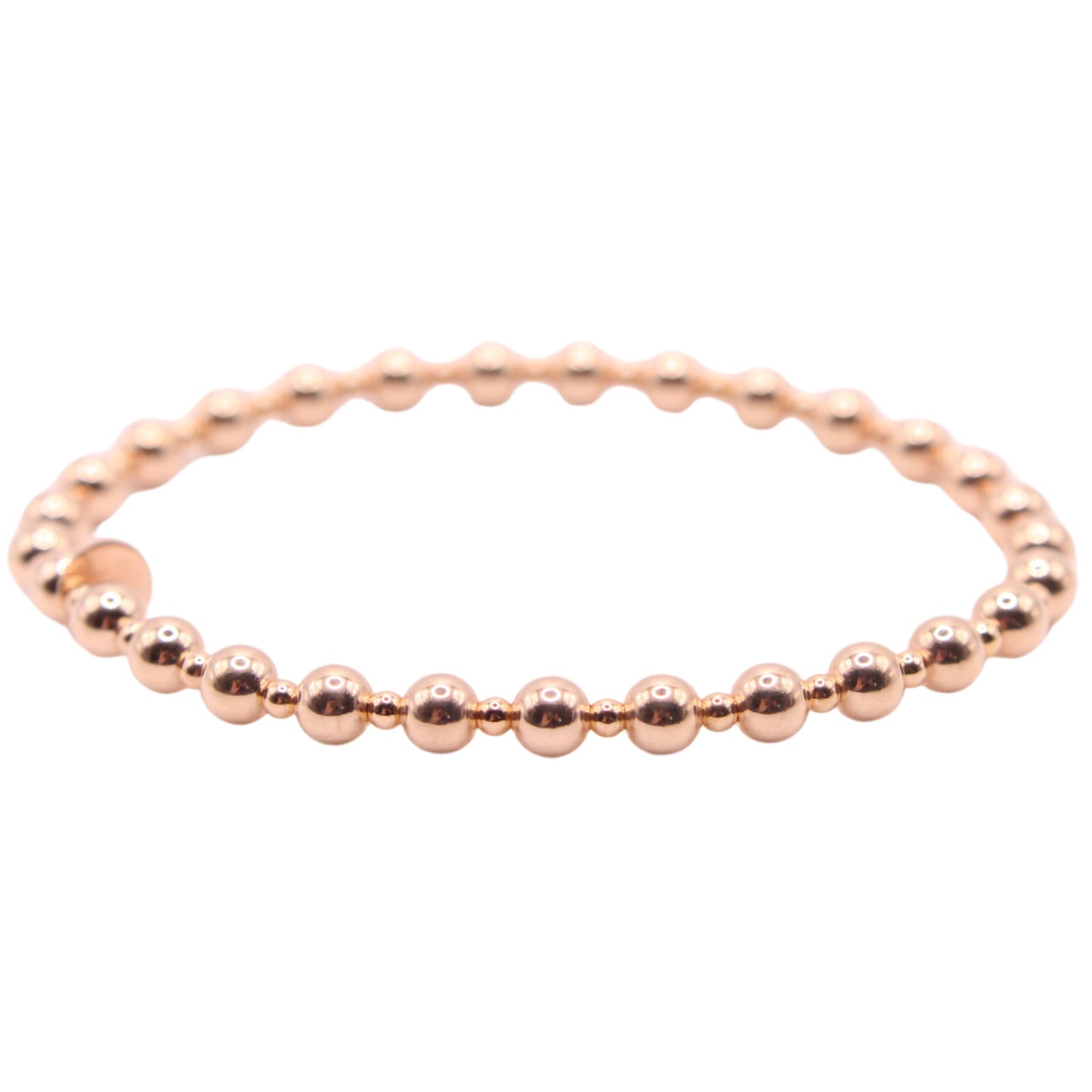 *SOLD* Ralph Lauren 14kt Rose & White Gold Bead Stretch Bracelet 3 Set