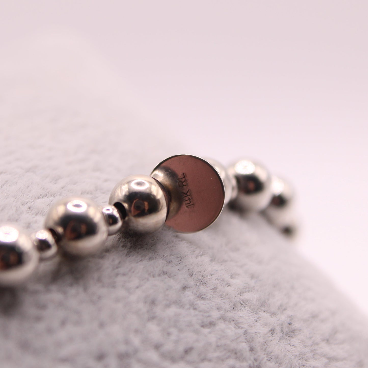 *SOLD* Ralph Lauren 14kt Rose & White Gold Bead Stretch Bracelet 3 Set