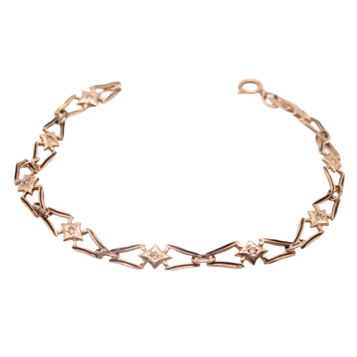 Antique 10kt Yellow Diamond Simmons Jewelry Co Enamel Victorian Link Bracelet