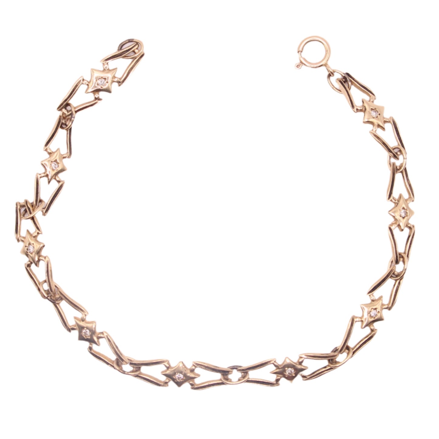 Antique 10kt Yellow Diamond Simmons Jewelry Co Enamel Victorian Link Bracelet