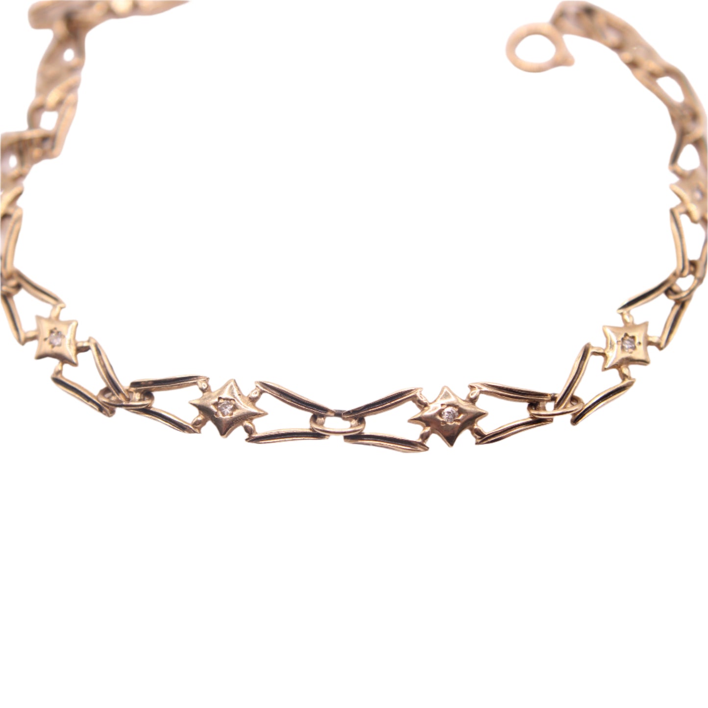 Antique 10kt Yellow Diamond Simmons Jewelry Co Enamel Victorian Link Bracelet