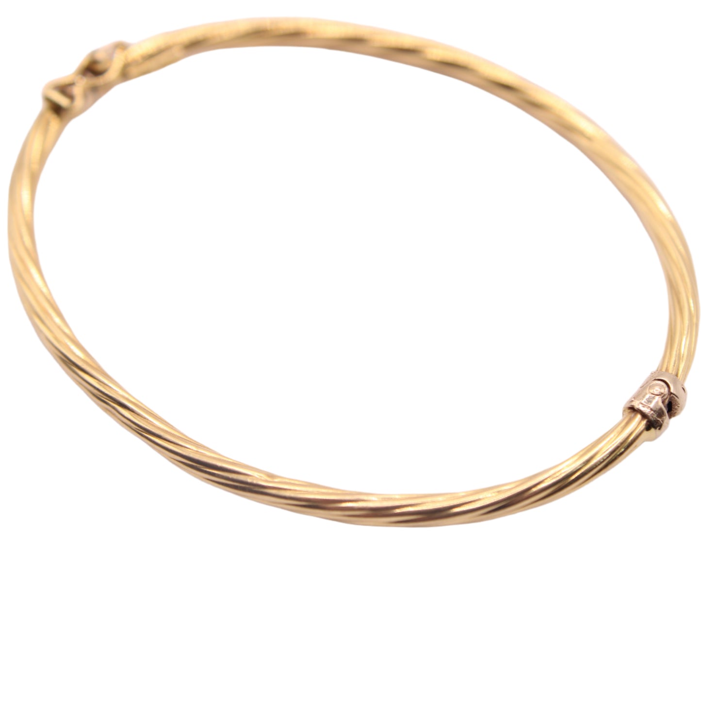 18kt Yellow Gold Twist Cable Style Hinged Bangle Bracelet