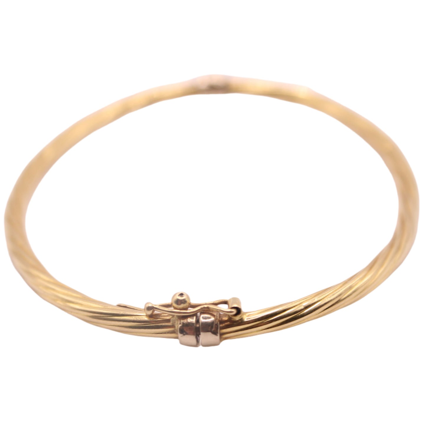 18kt Yellow Gold Twist Cable Style Hinged Bangle Bracelet