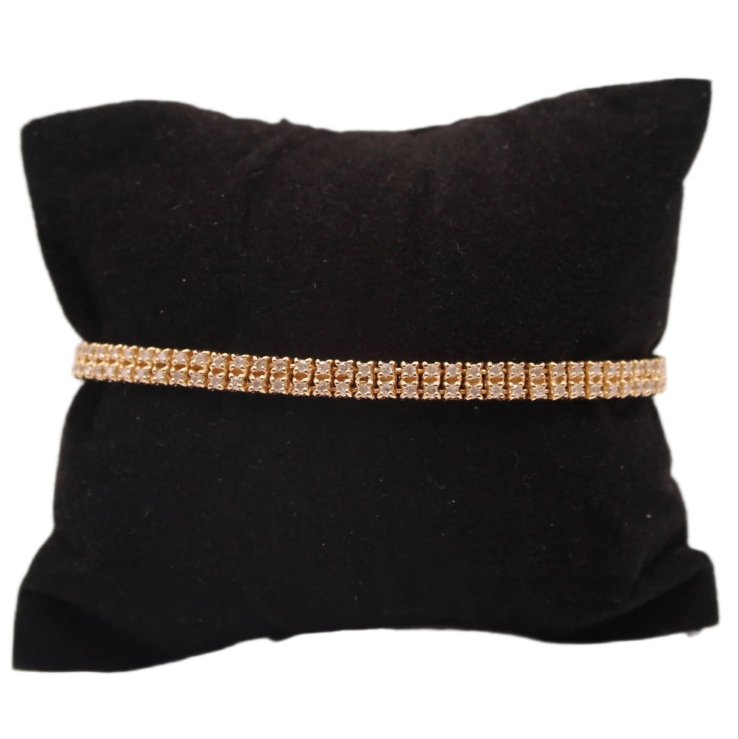 14kt Yellow Gold Diamond 2.5 CT Double Row Tennis Chain Link Bracelet