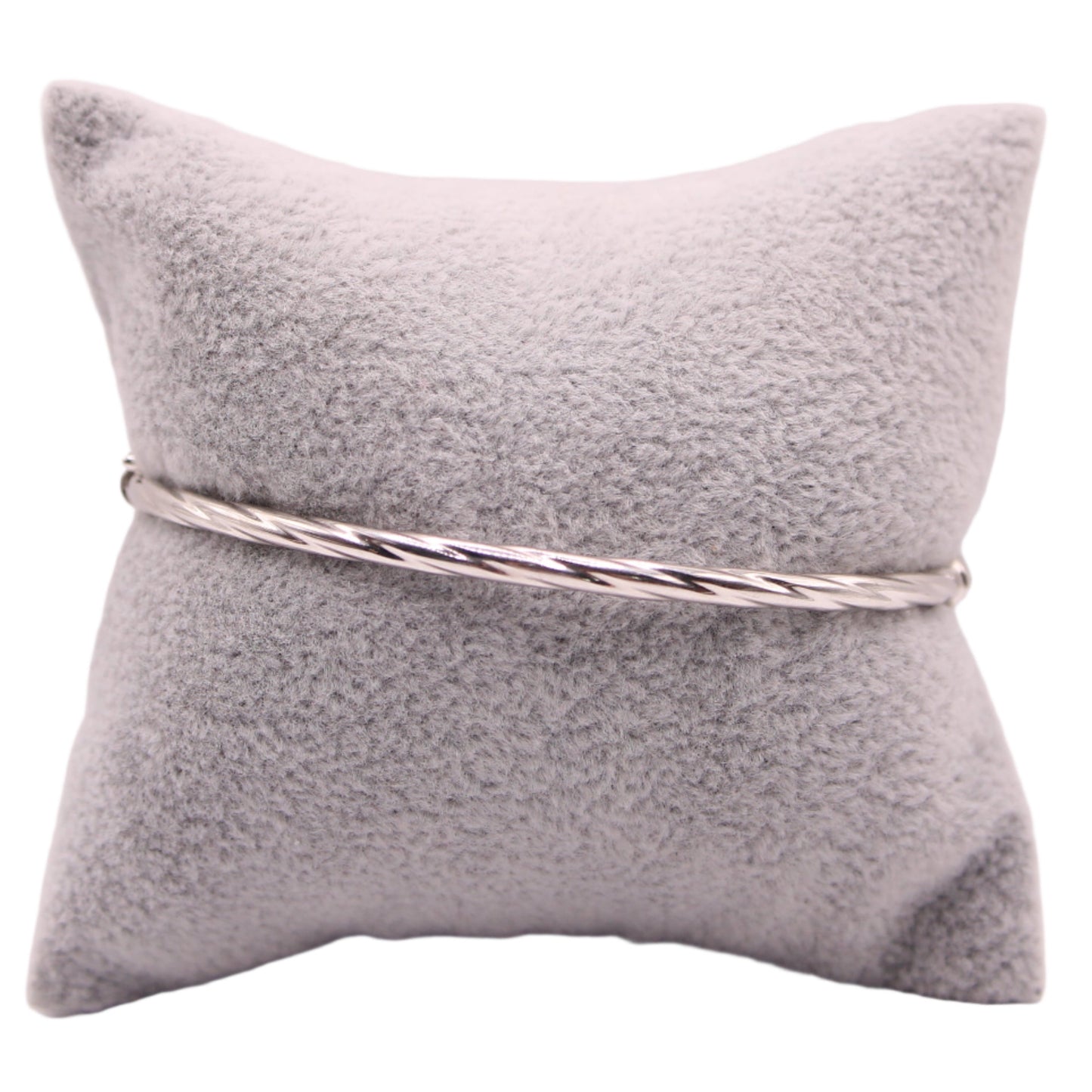 *SOLD* Milros 14k White Gold Twist Cable 3mm Hinged Bangle Bracelet 7"