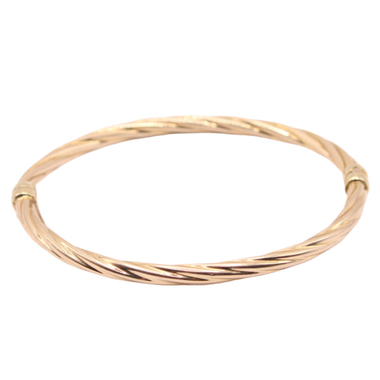 UnoAerre 14kt Yellow Gold Twist Cable 4mm Hinged Bangle Bracelet