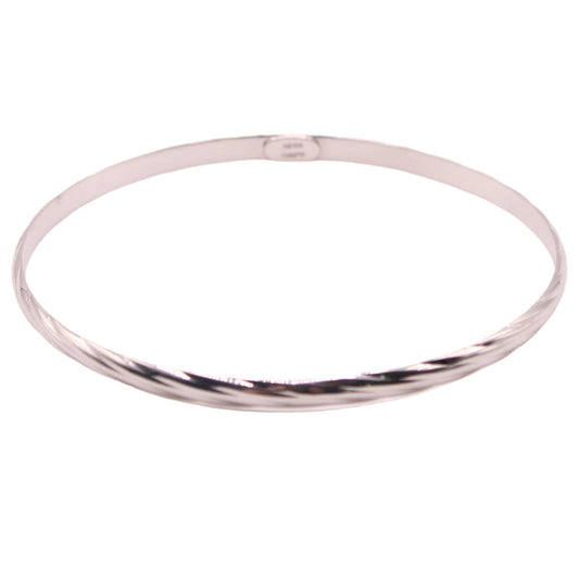 18kt White Gold Atasay Kuyumculuk Twist Cable Style Bangle Bracelet