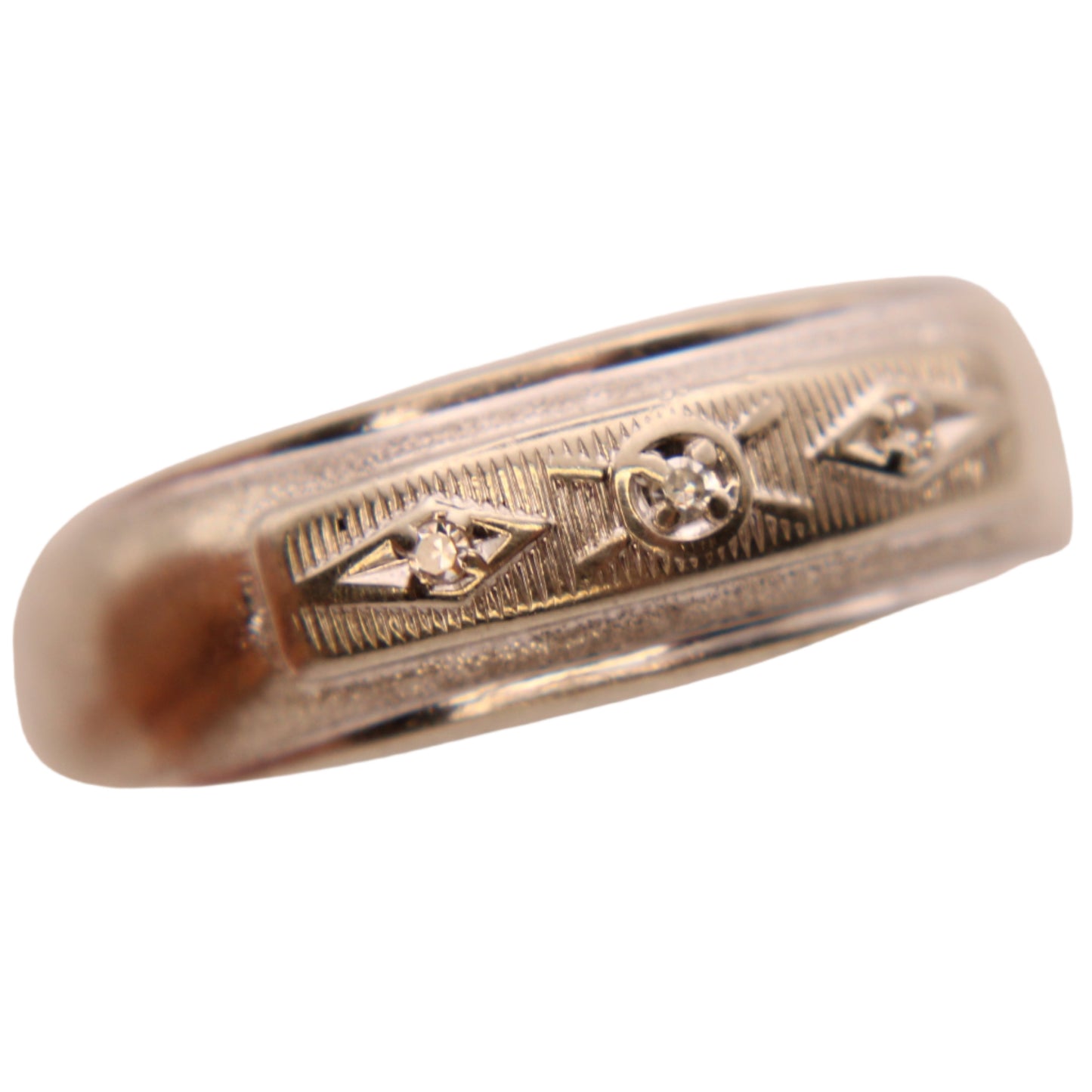 Antique 14kt White Gold Diamond Art Deco Wedding Engagement Band Ring