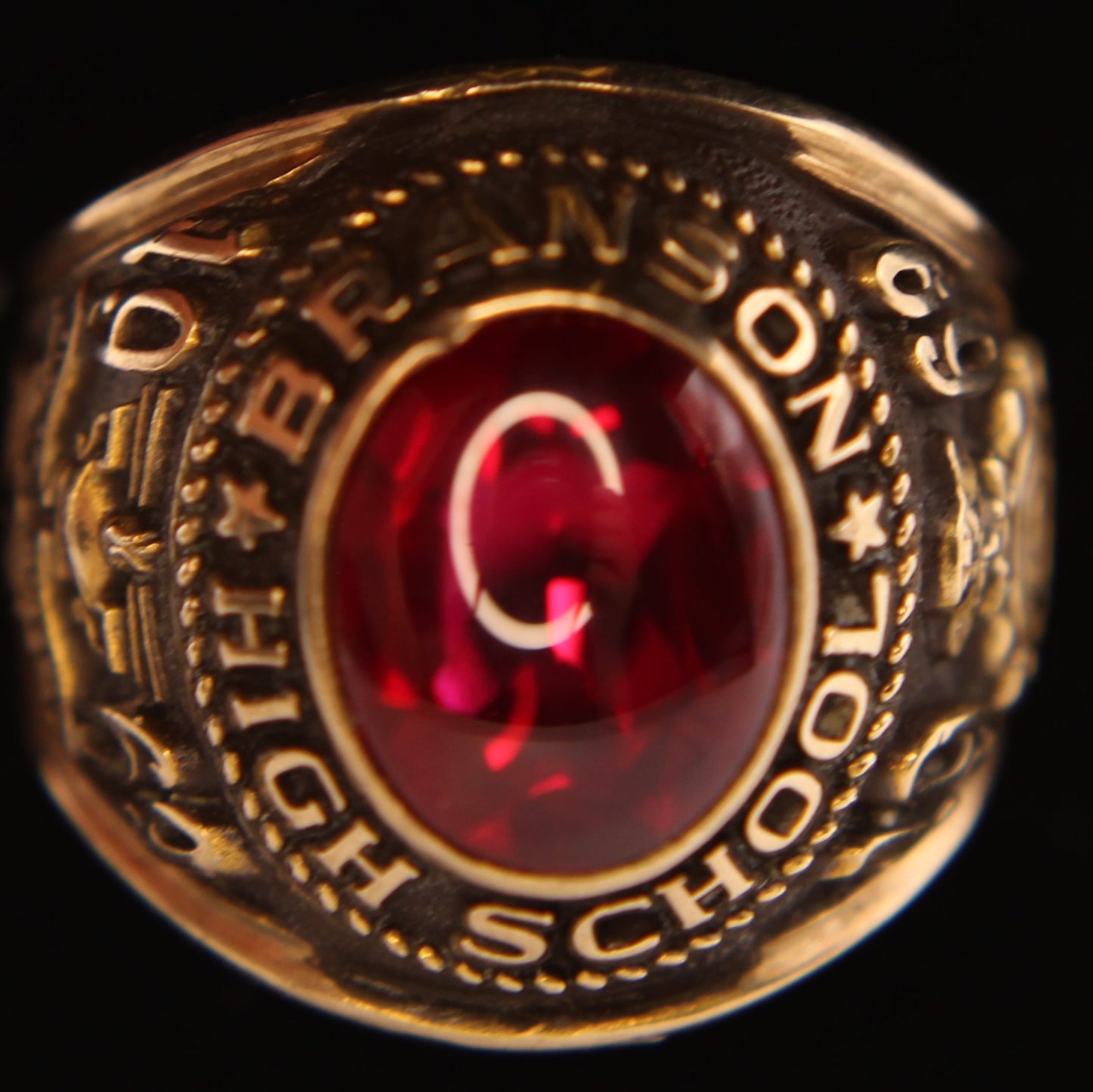 Vintage 10kt Yellow Gold 1969 Branson High School Pirates Loyalty Honesty Class Ring