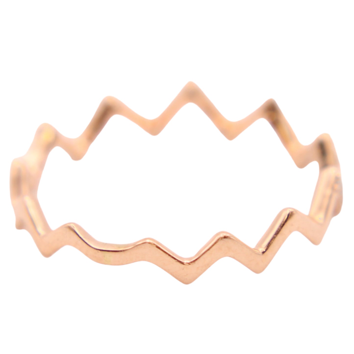 14kt Rose Gold Pave Diamond Half Eternity Zig Zag Dainty Stacker Ring