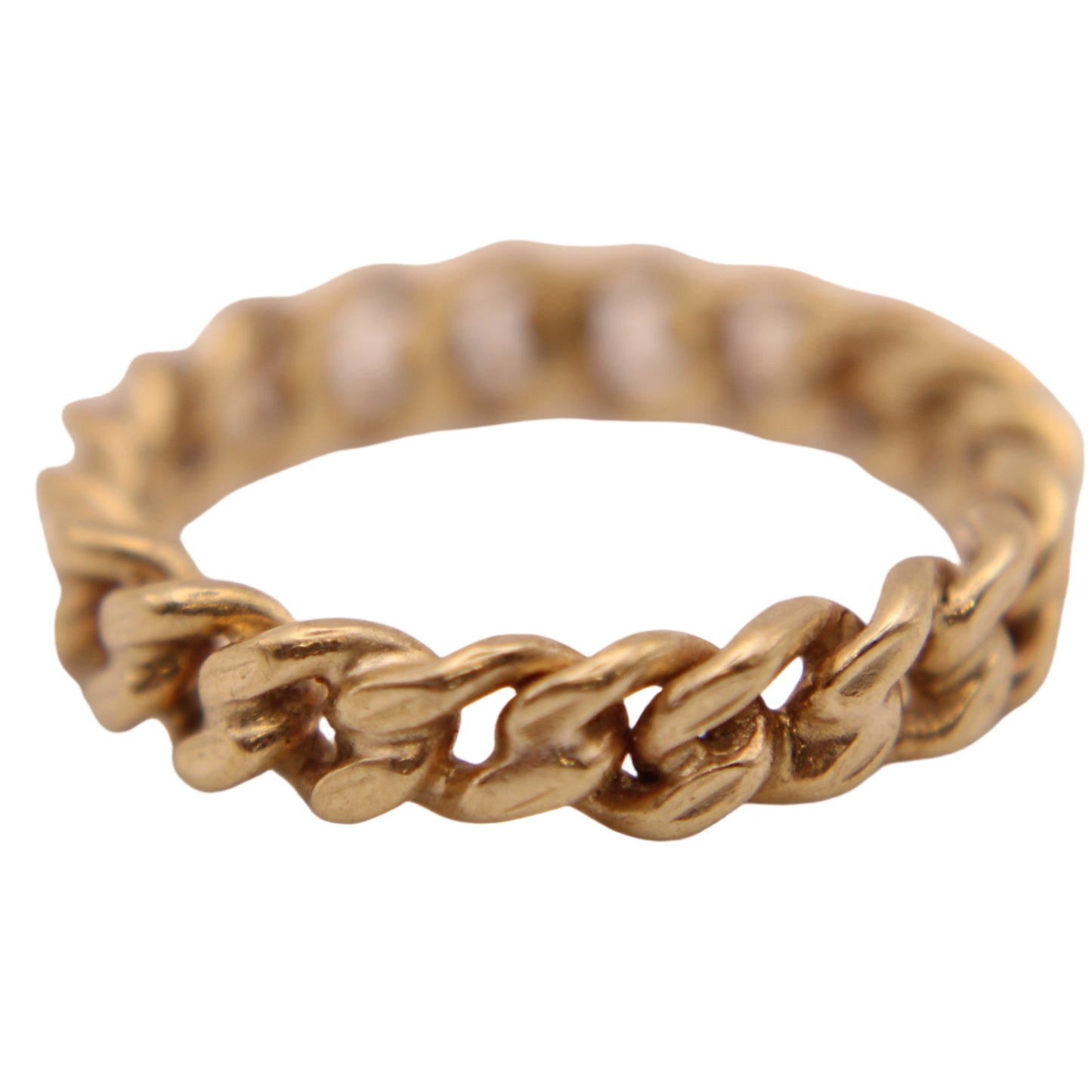 9kt Yellow Gold Chain Miami Cuban Curb Link Eternity Band Ring