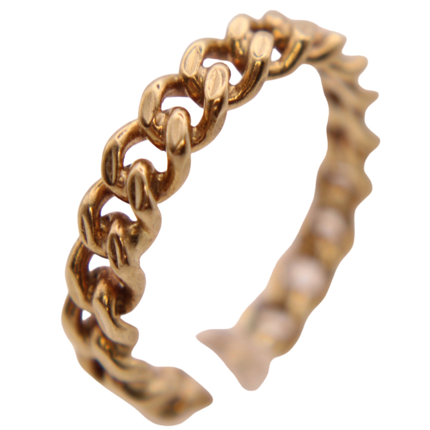 9kt Yellow Gold Chain Miami Cuban Curb Link Eternity Band Ring