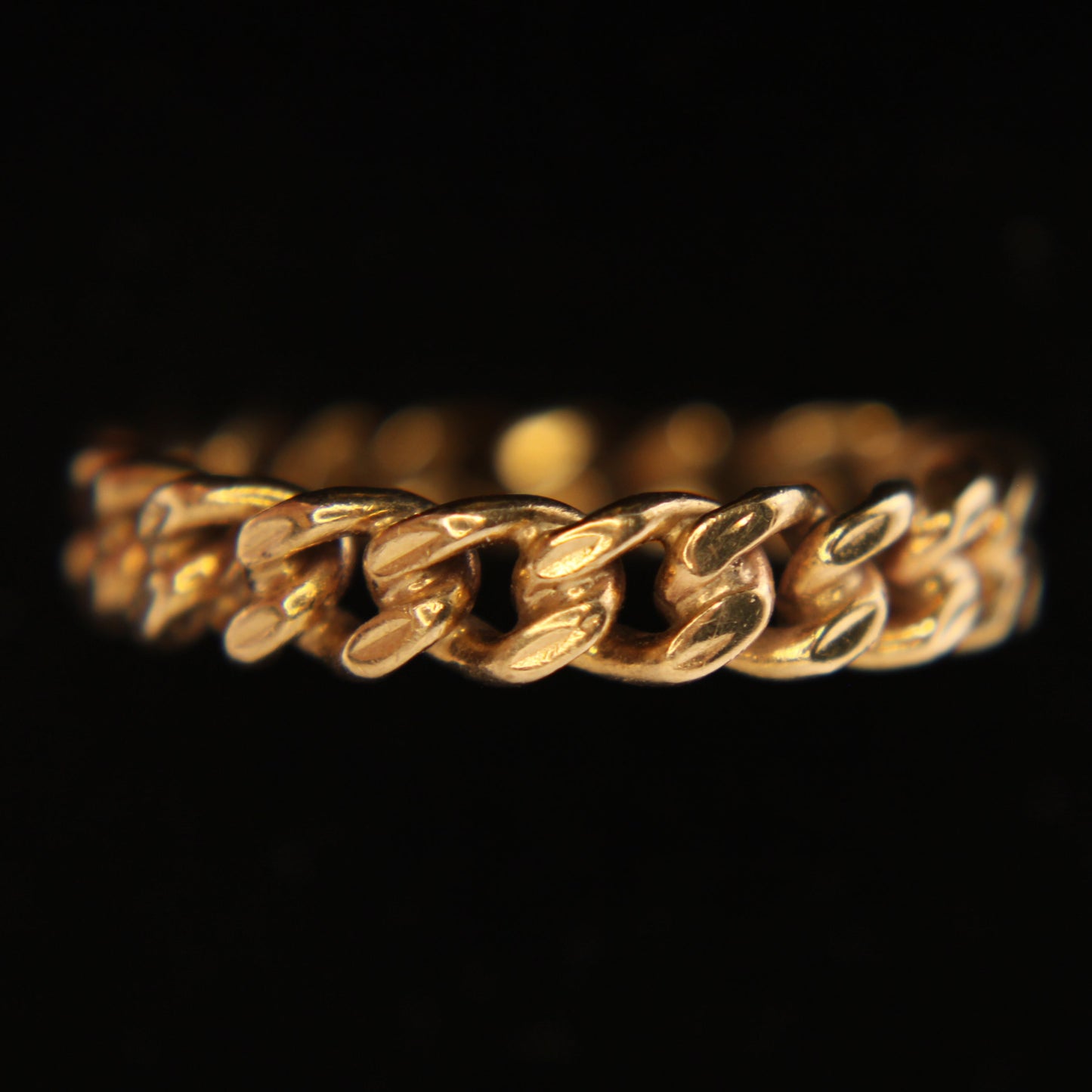 9kt Yellow Gold Chain Miami Cuban Curb Link Eternity Band Ring