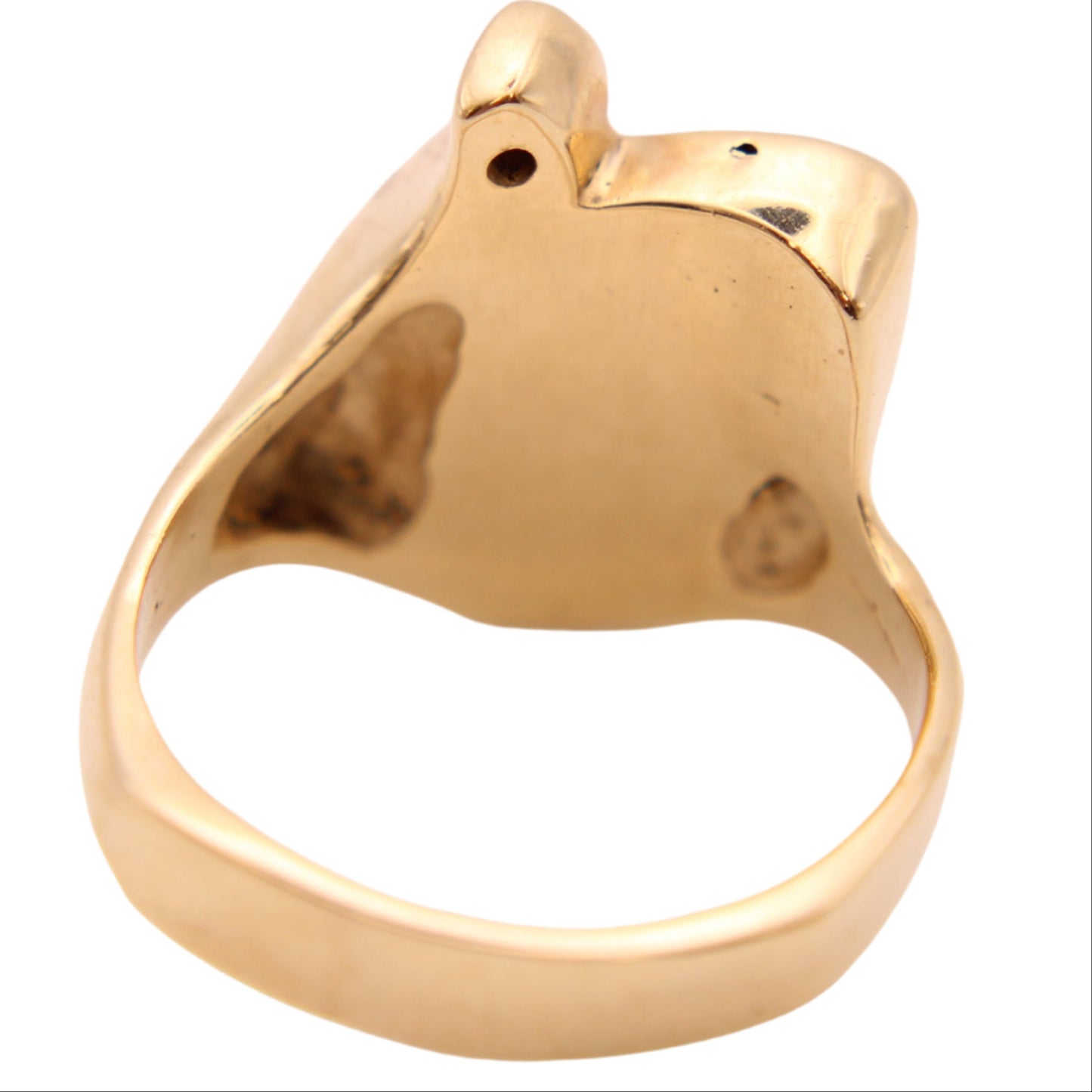 Vintage 14kt Yellow Gold Elk Ivory Diamond Cocktail Statement Hunter Ring