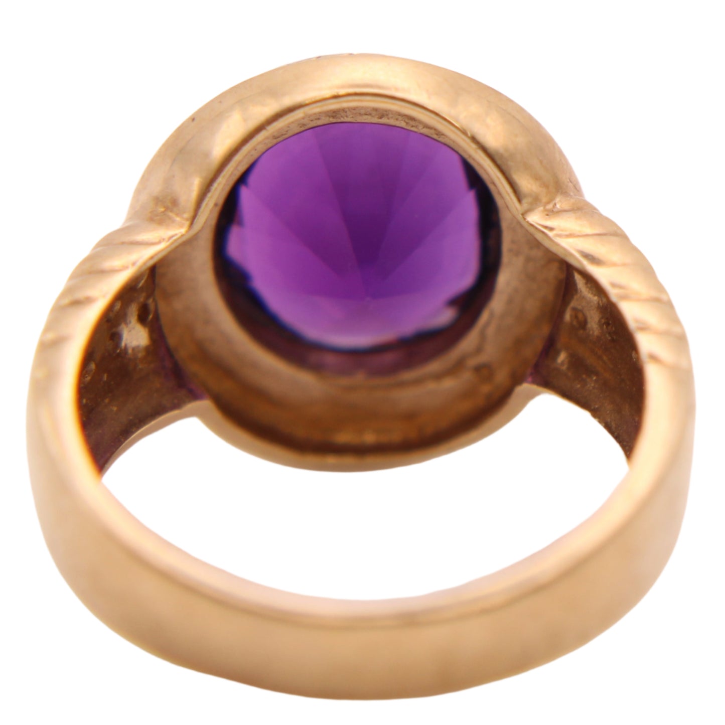 *SOLD* 9kt Yellow Gold Amethyst Bezel Bali Rope Class Ring