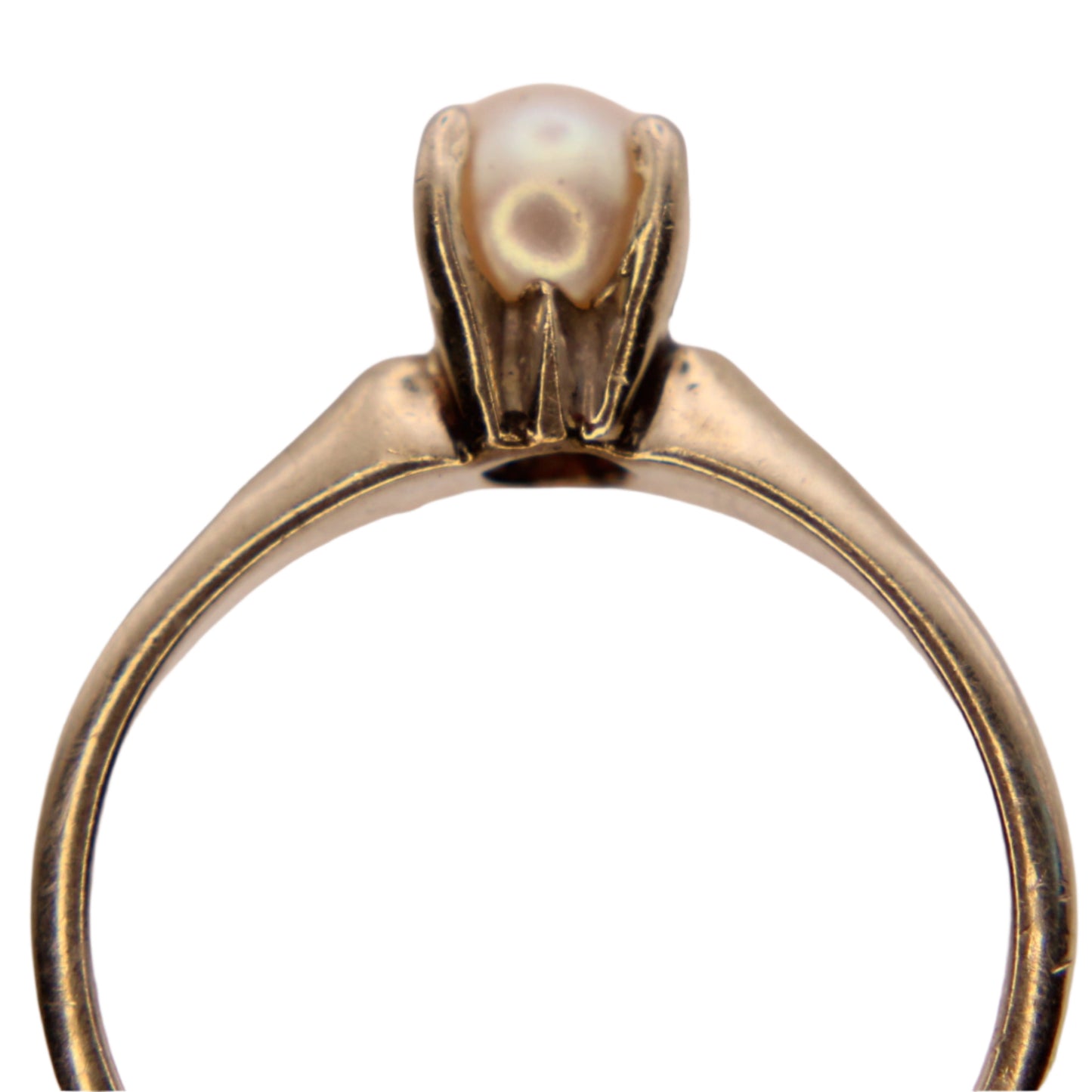 Vintage 14kt Yellow Gold Seed Pearl Solitaire Birthstone Ring