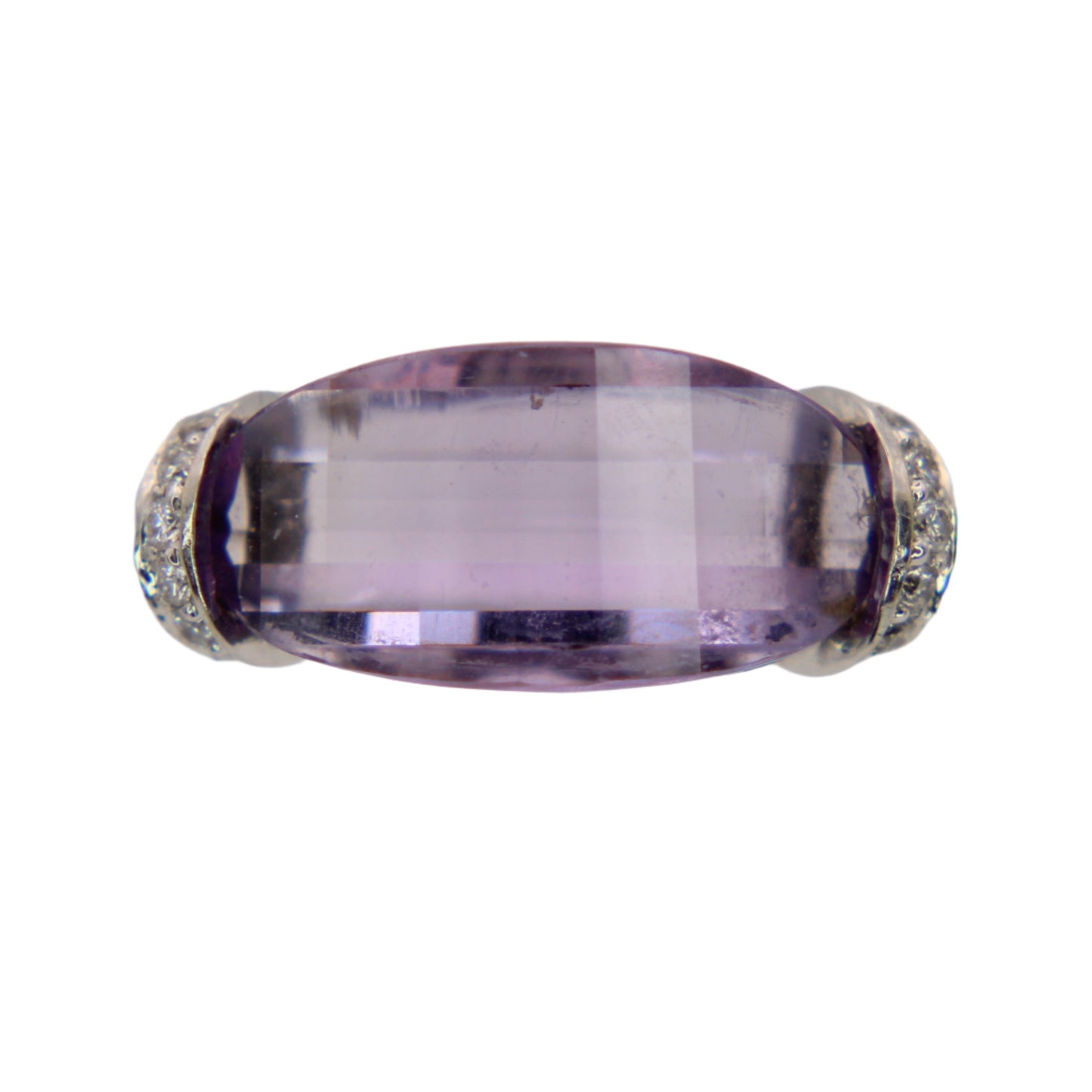 Vintage 14kt White Gold Diamond Floating Amethyst Birthstone Anniversary Ring