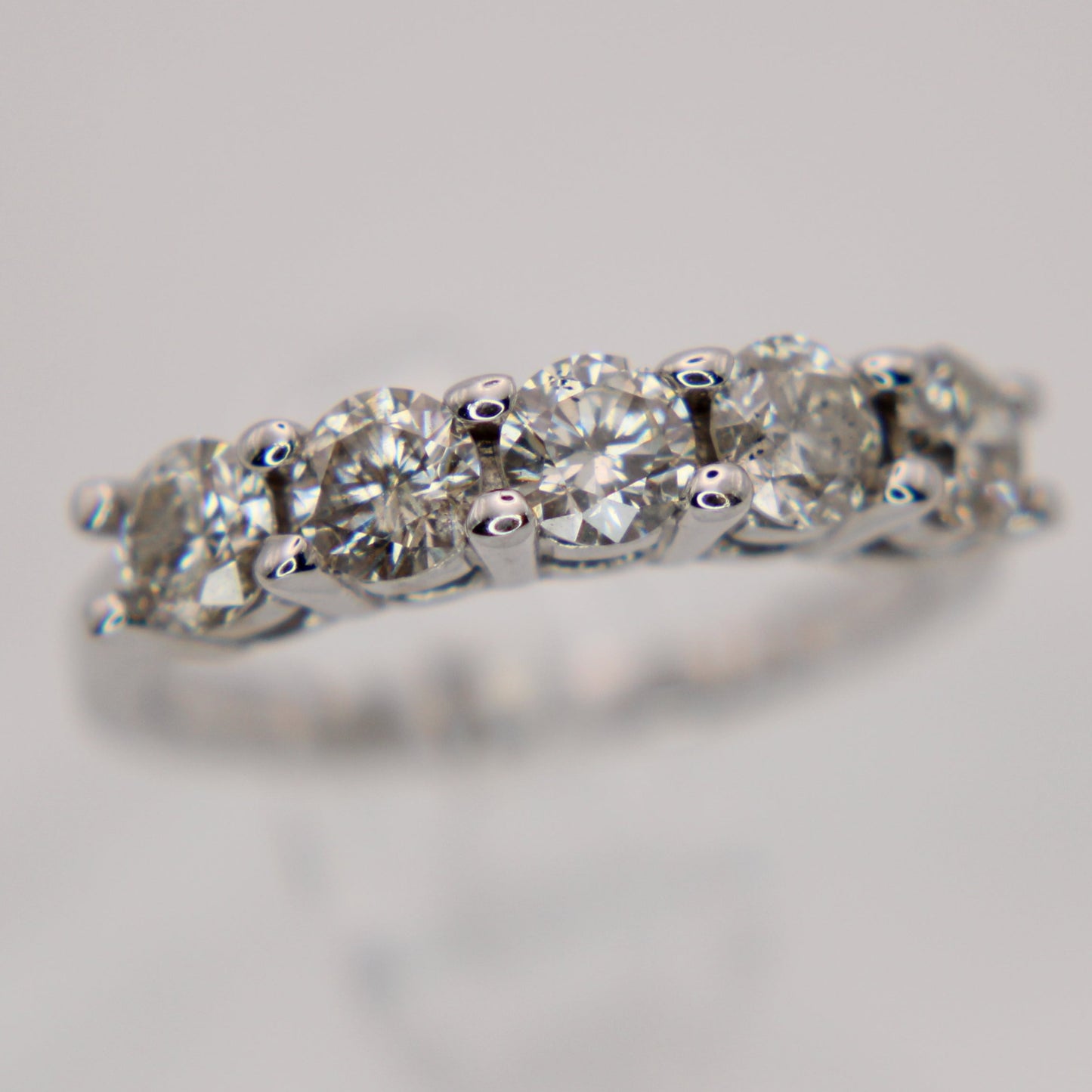 14kt White Gold Diamond Five Stone Journey Anniversary Band Ring