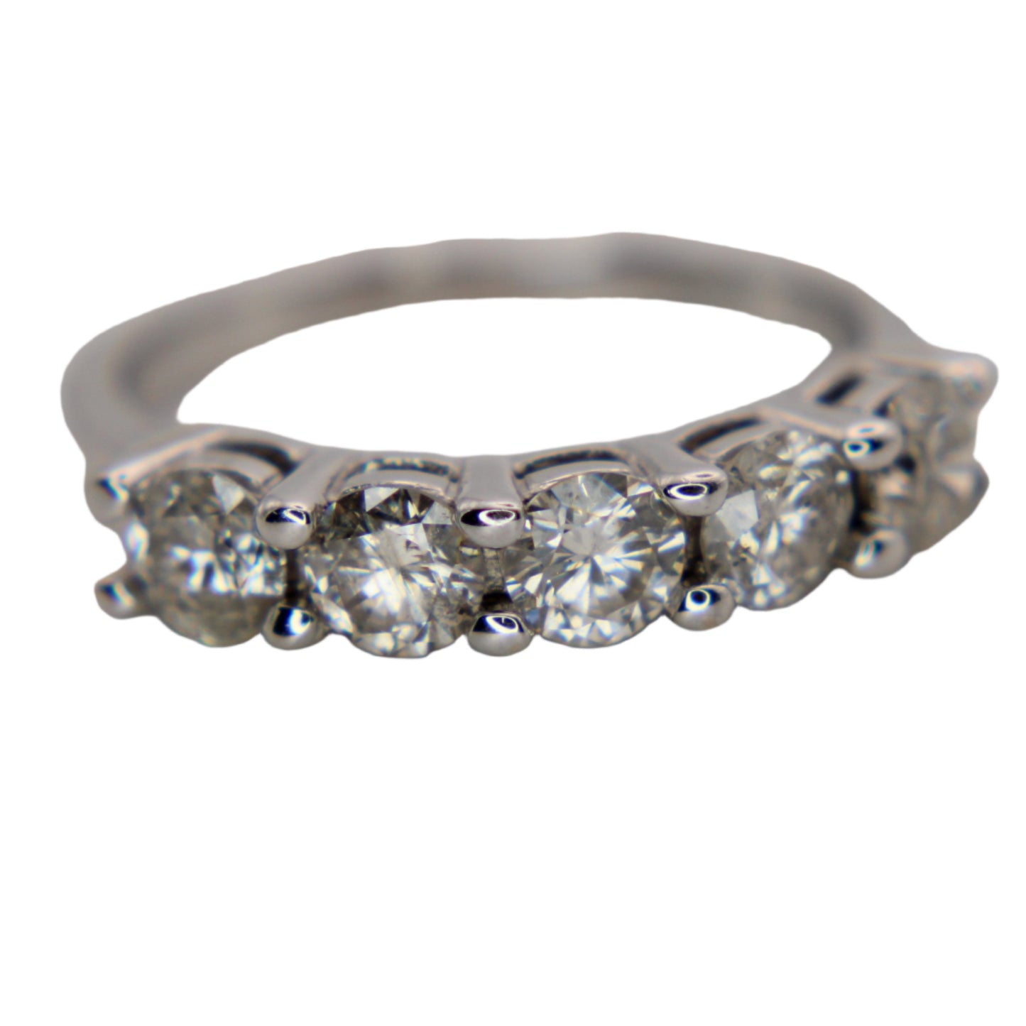 14kt White Gold Diamond Five Stone Journey Anniversary Band Ring