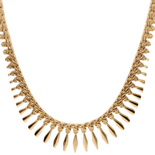 *SOLD* 14kt Yellow Gold Cleopatra Graduated Fringe Statement Collar Necklace