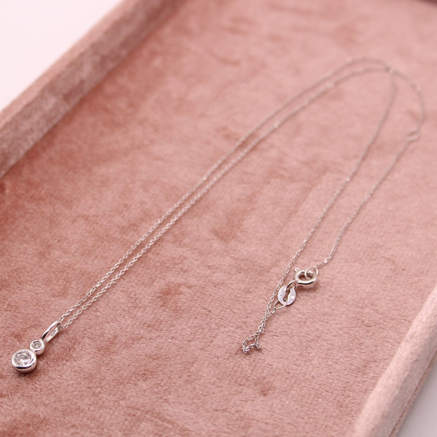 14kt White Gold Diamond Dainty Minimalist Adjustable Chain Necklace