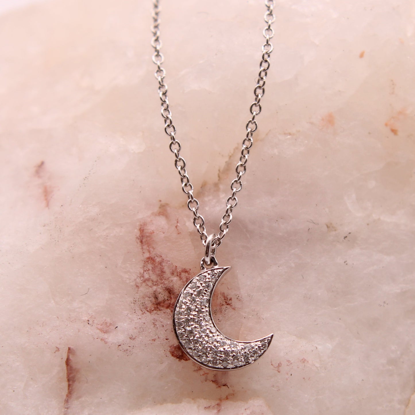 Bony Levy 18kt White Gold Diamond Moon Chain Link Necklace