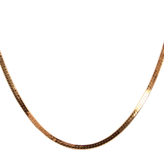 Vintage 14kt Yellow Gold Herringbone Flat Chain Link Necklace 18.25"
