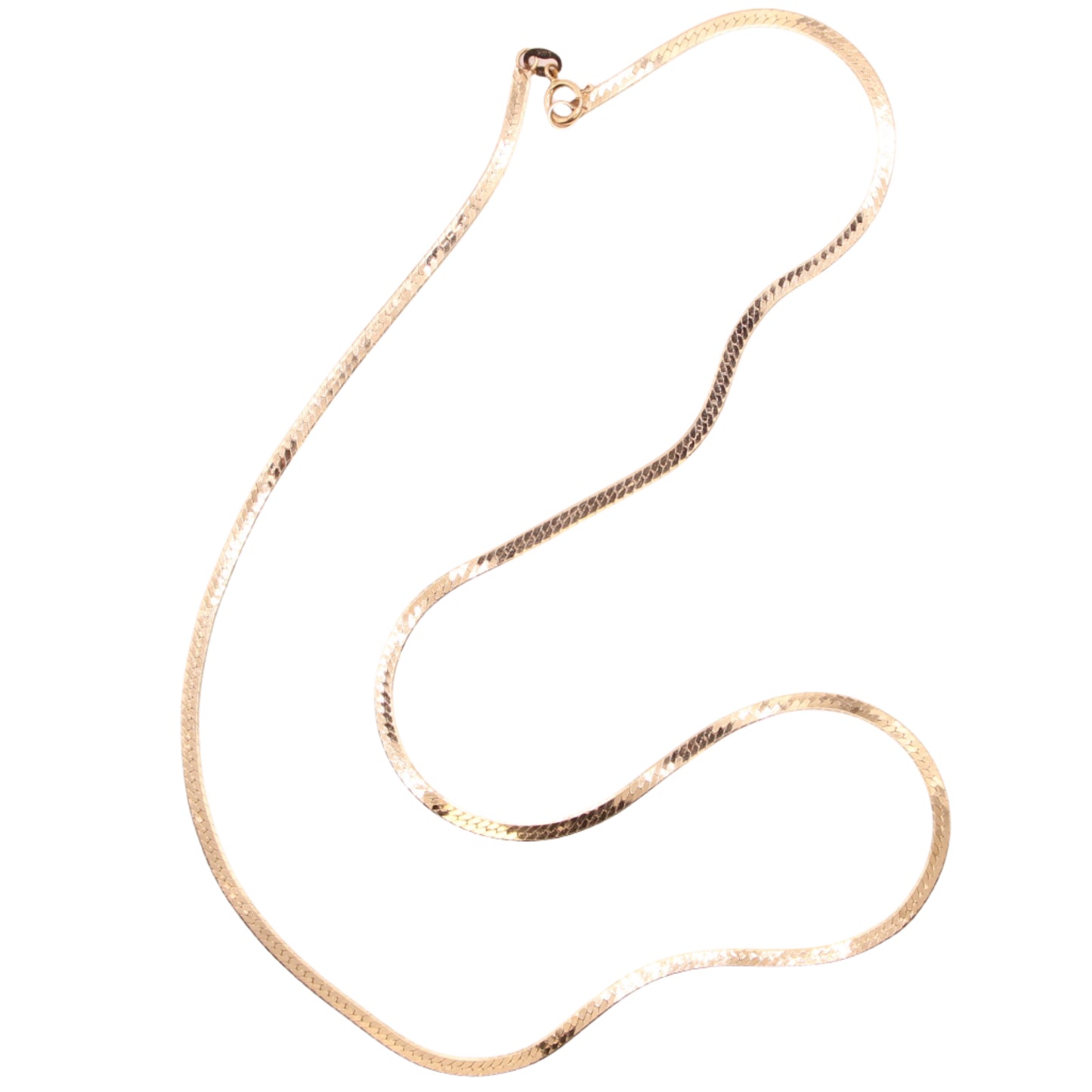 Vintage 14kt Yellow Gold Herringbone Flat Chain Link Necklace 18.25"