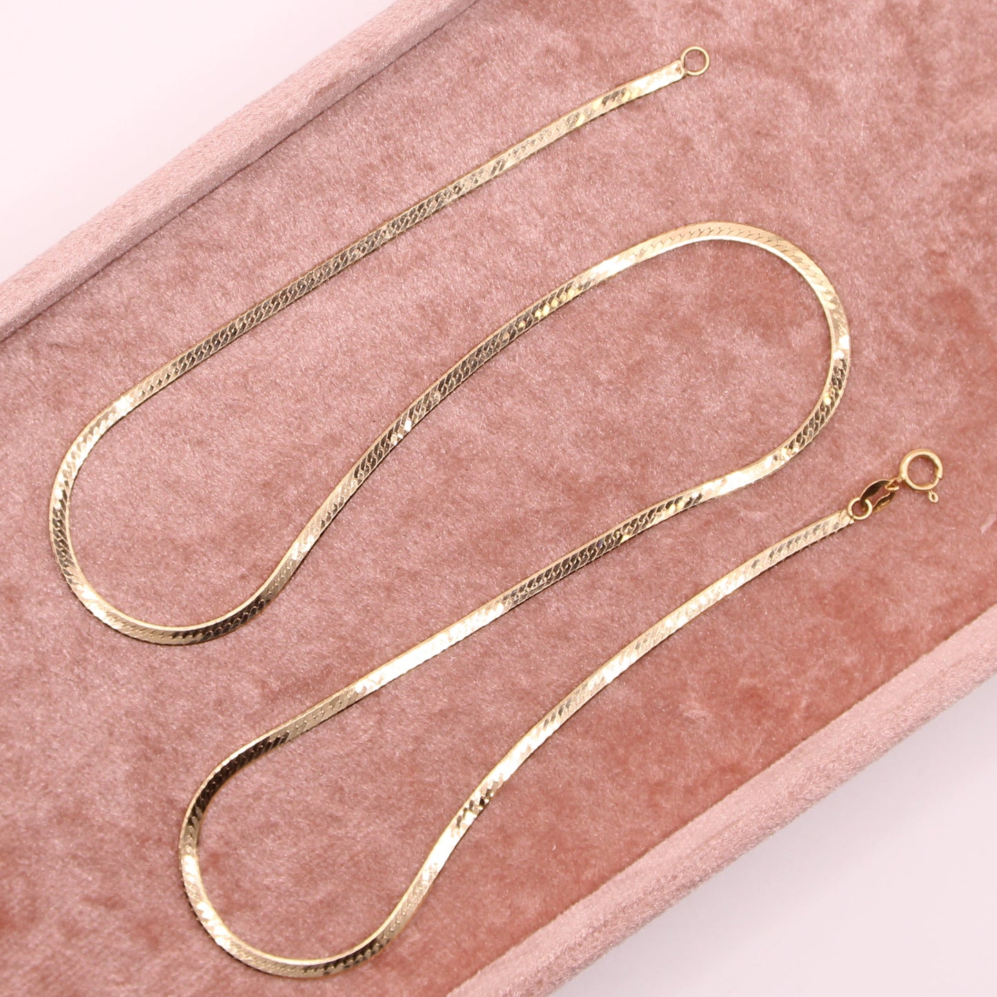 Vintage 14kt Yellow Gold Herringbone Flat Chain Link Necklace 18.25"