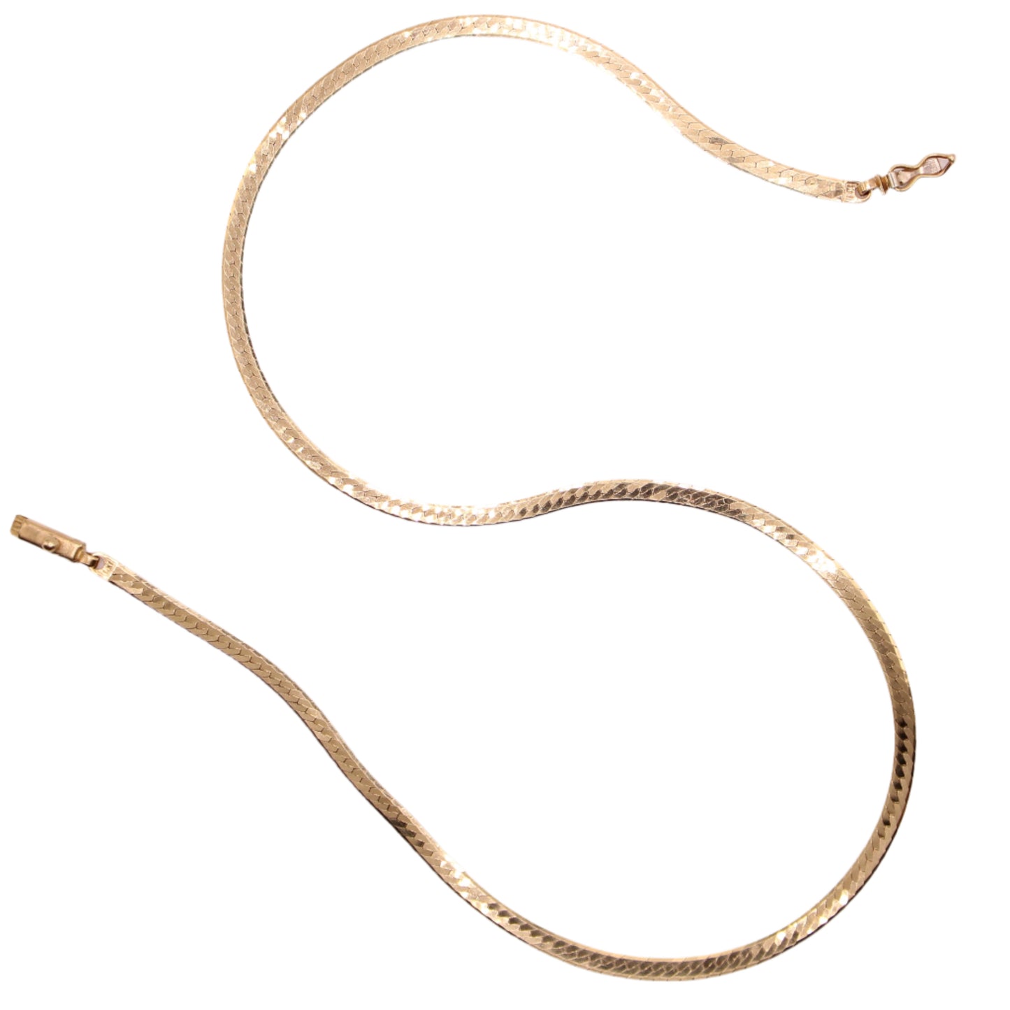 Vintage 14kt Yellow Gold Flat Herringbone Link Necklace 16.3"