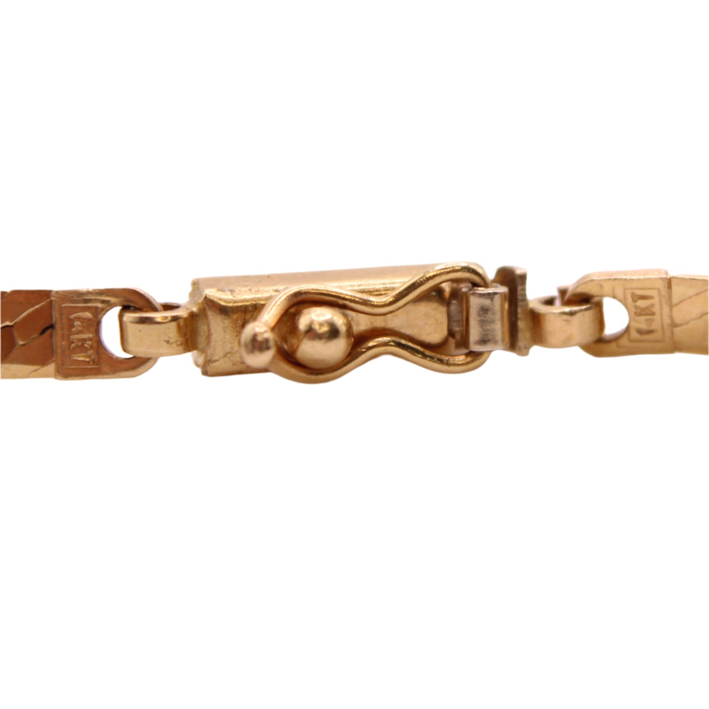 Vintage 14kt Yellow Gold Flat Herringbone Link Necklace 16.3"