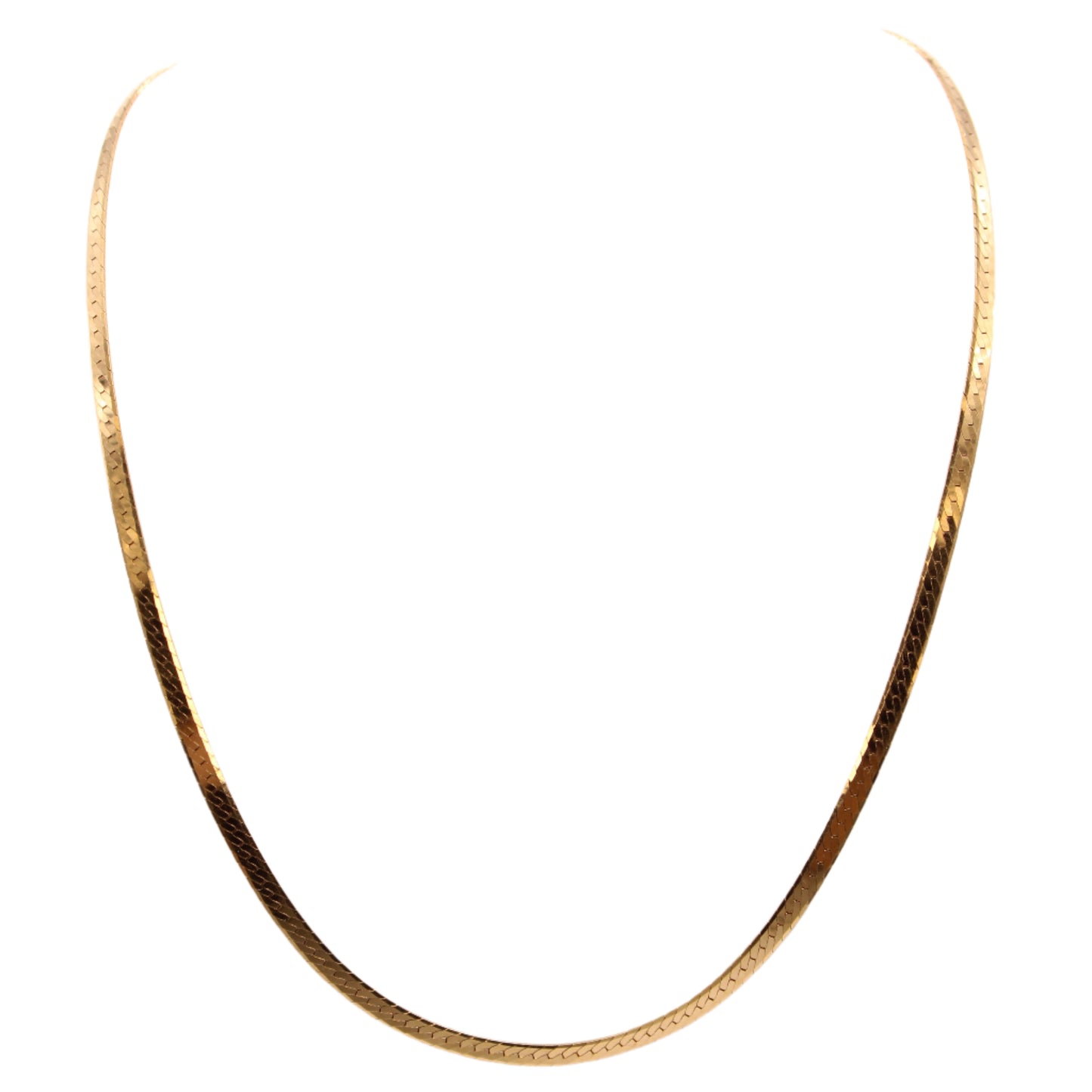 Vintage 14kt Yellow Gold Flat Herringbone Link Necklace 16.3"