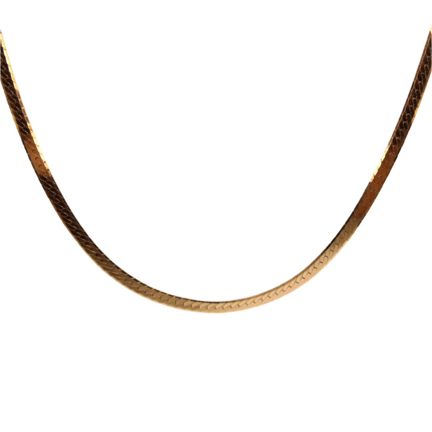Vintage 14kt Yellow Gold Flat Herringbone Link Necklace 16.3"