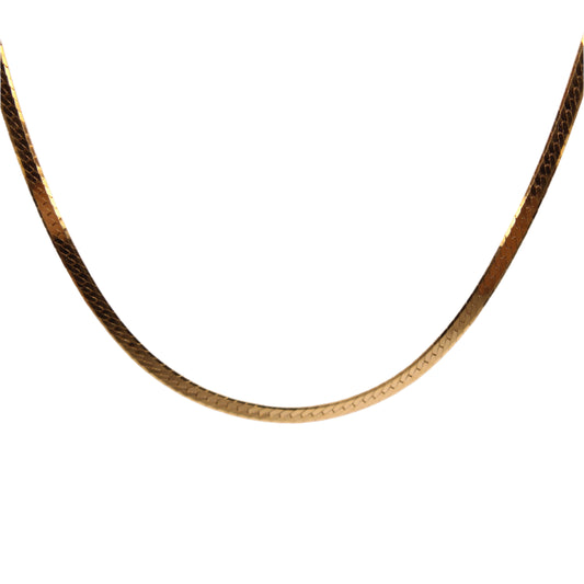 Vintage 14kt Yellow Gold Flat Herringbone Link Necklace 16.3"