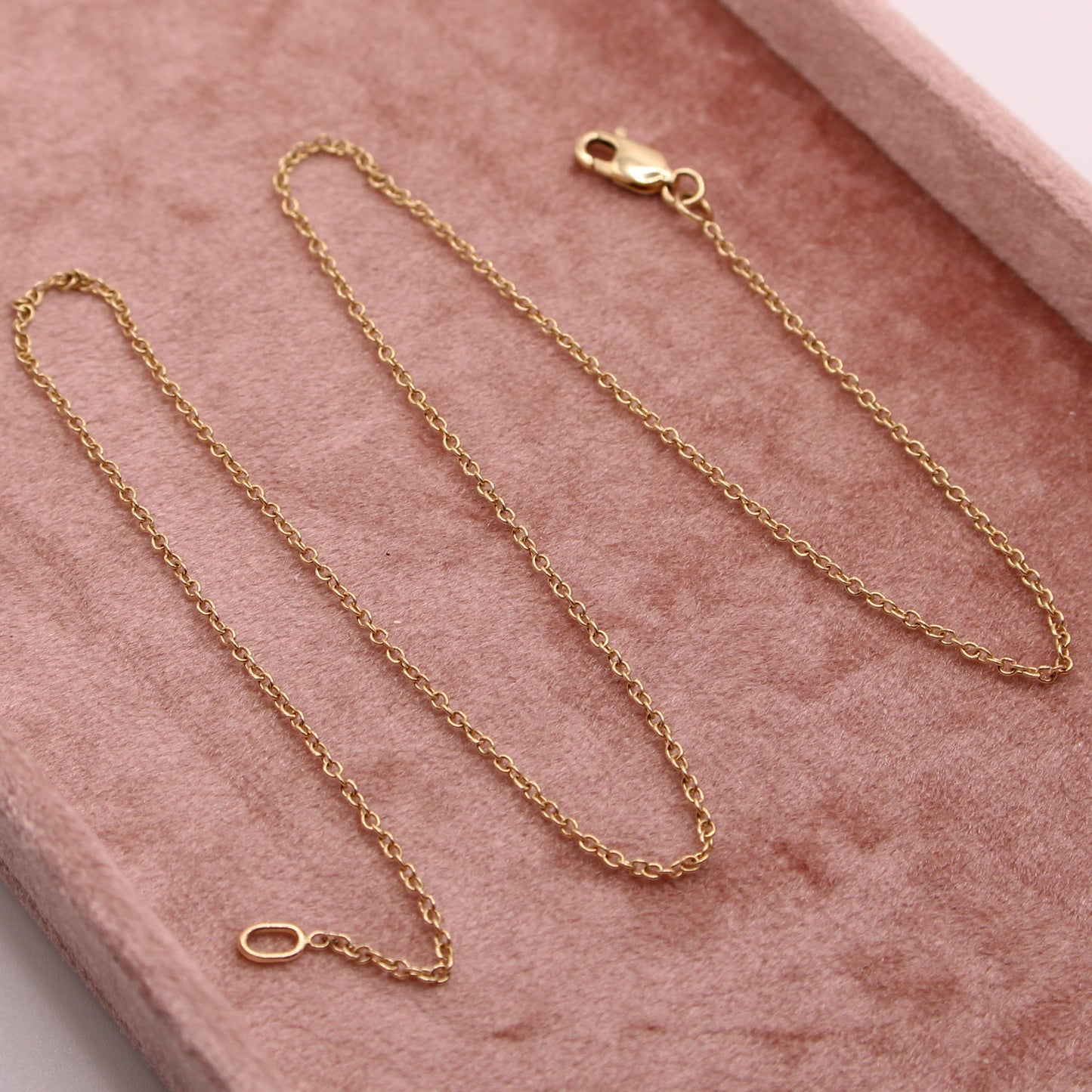 14kt Yellow Gold Round Circle Cable Link Chain Necklace 17"