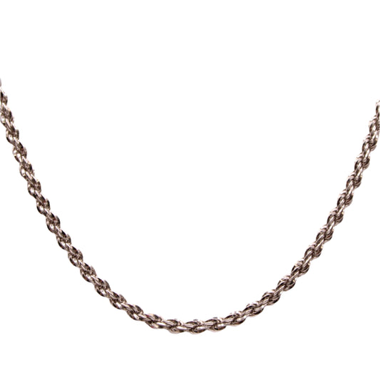 14kt White Gold Solid Rope Link Diamond Cut Chain Necklace 20"