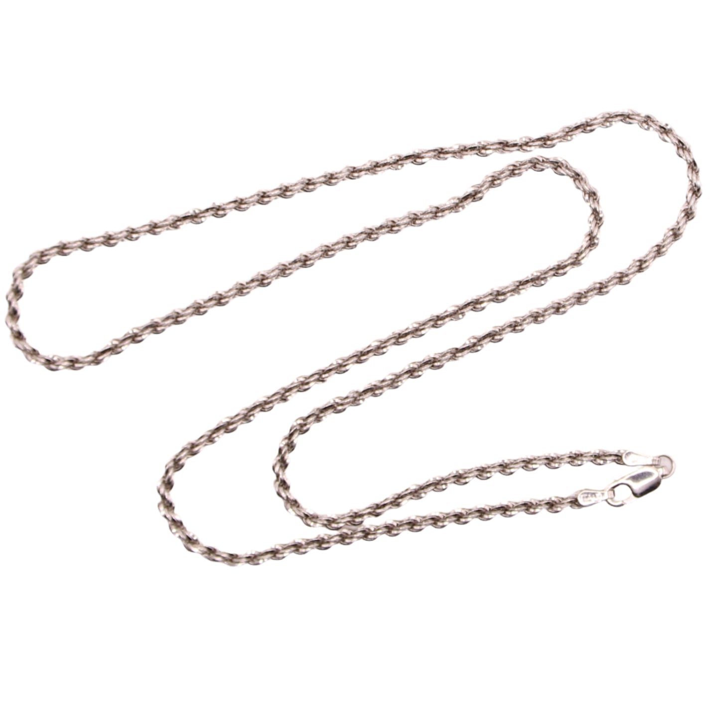 14kt White Gold Solid Rope Link Diamond Cut Chain Necklace 20"