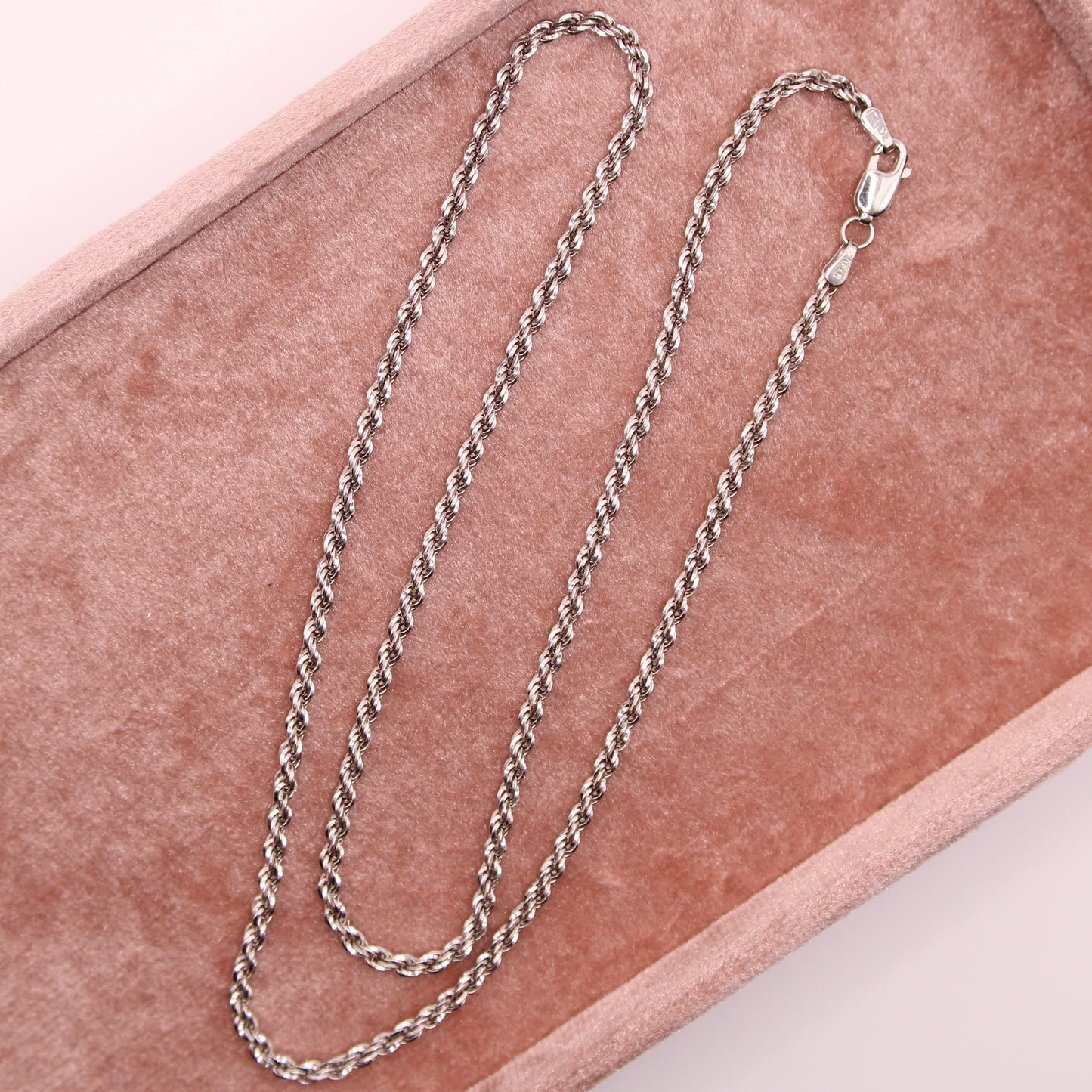 14kt White Gold Solid Rope Link Diamond Cut Chain Necklace 20"