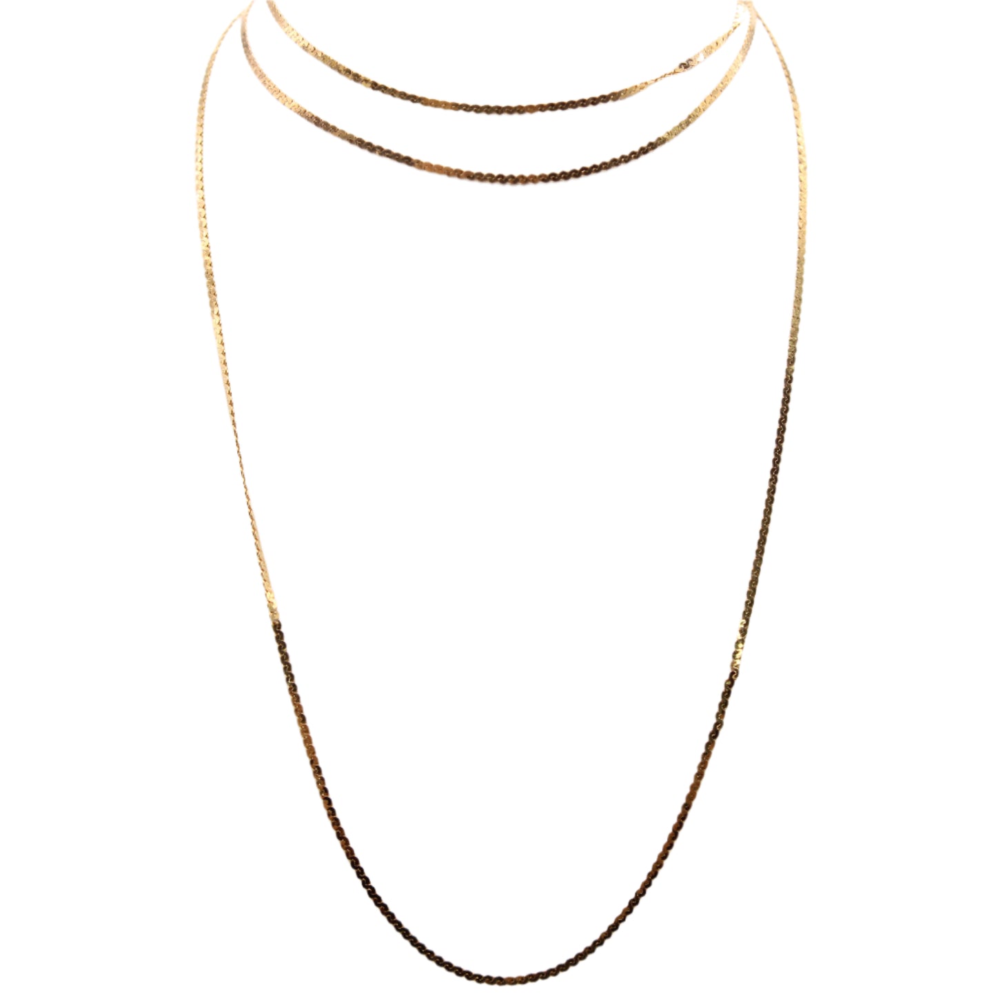 14kt Yellow Gold Singapore Long Flat Chain Link Necklace 30"