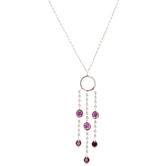 Tiffany & Co 18kt White Gold Pink Sapphire Garnet Fringe Art Deco Chain Necklace