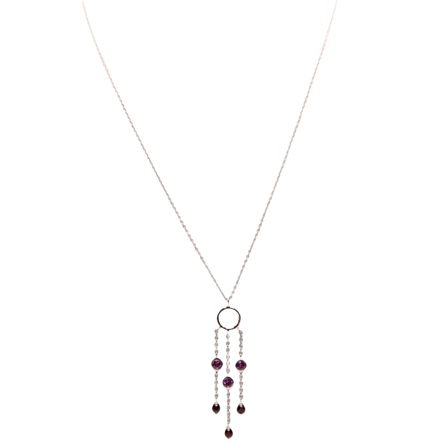 Tiffany & Co 18kt White Gold Pink Sapphire Garnet Fringe Art Deco Chain Necklace