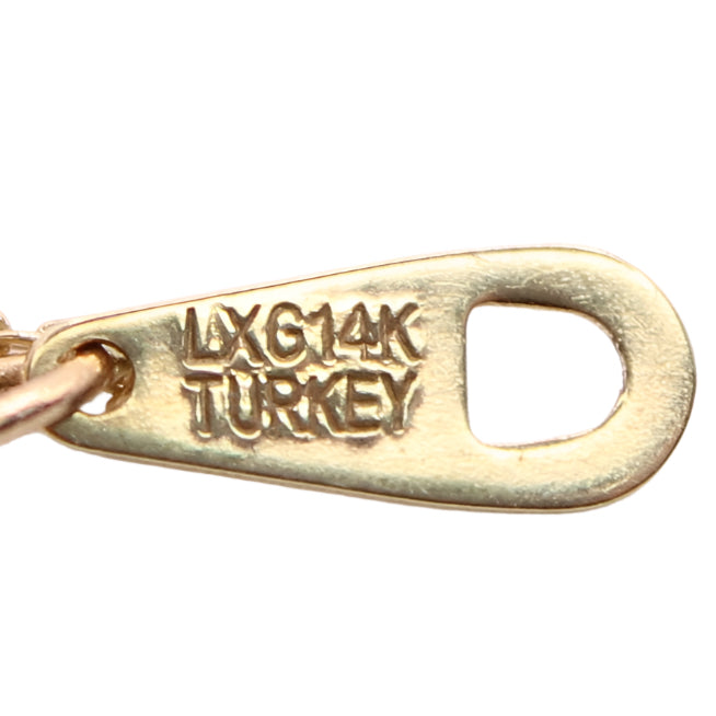 14kt Yellow Gold Extra Long Beaded Station Dainty Chain Link Necklace 36"