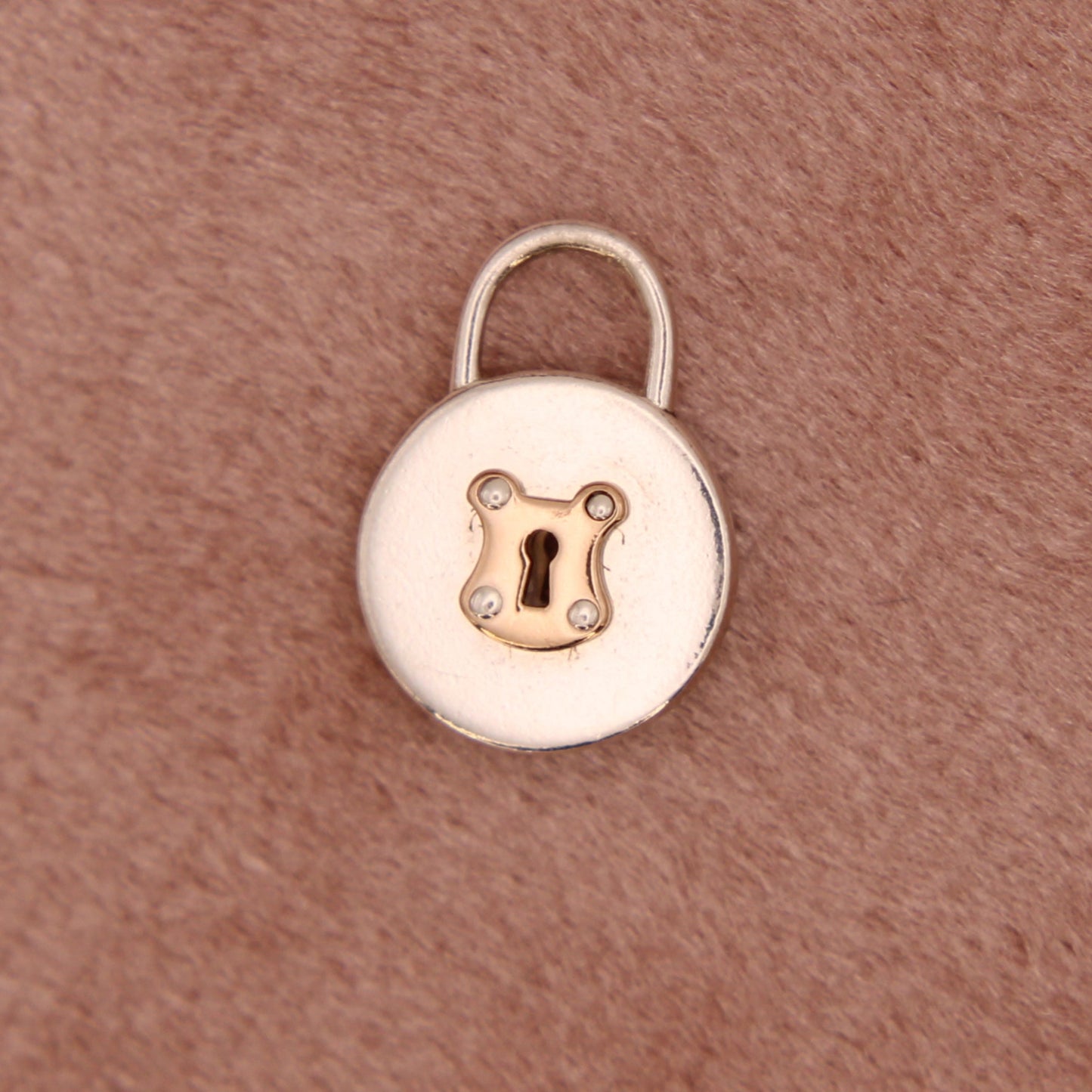 Tiffany & Co Sterling Silver 18kt Rose Gold Mini Round Vintage Lock Charm